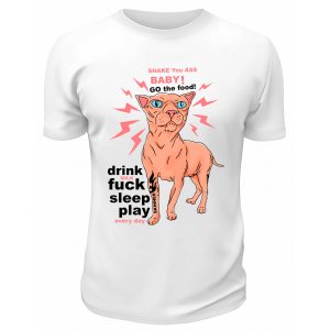 Футболка белая  Drink F*ck Sleep Play