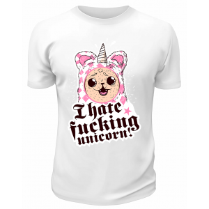 Футболка белая  I hate fu**ing unicorn