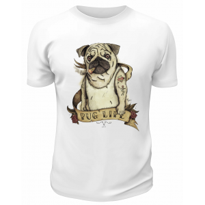 Футболка белая Pug life