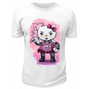 Футболка белая  Hello Kitty, панк