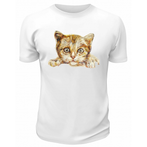 Футболка белая  Котик