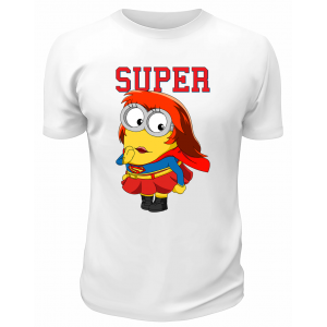 Футболка белая  Девочка Миньон Super women
