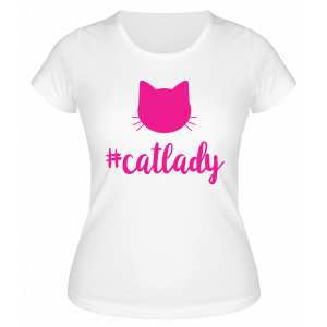 Футболка белая #catlady