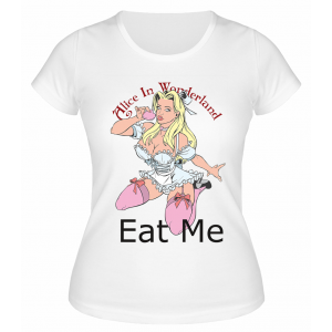 Футболка белая Alice in wonderland eat me