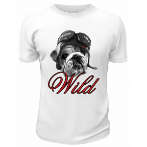 Футболка белая  Бульдог Wild