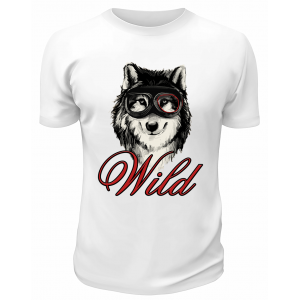 Футболка белая  Волк Wild