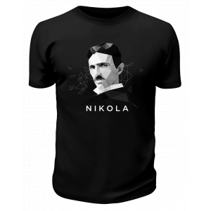 Черная футболка Никола Тесла nikola