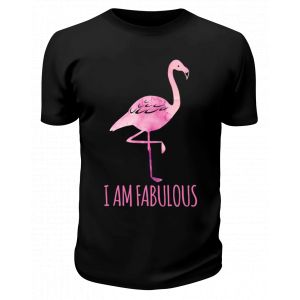 Футболка черная Фламинго i am fabulous