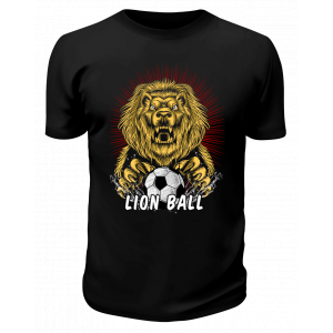 Футболка черная Футбольный лев lion ball