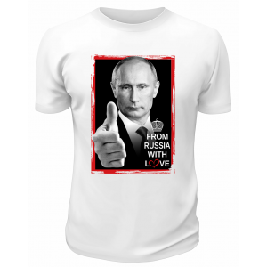 Футболка белая  Владимир Путин портрет в рамке