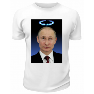Футболка белая  Путин с нимбом