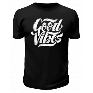 Футболка черная Good vibes каллиграфия