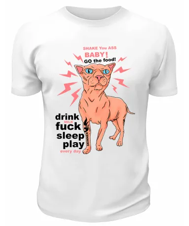 Футболка белая  Drink F*ck Sleep Play