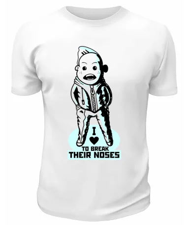 Футболка белая  I love to break their noses