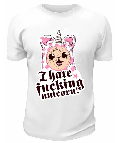 Футболка белая  I hate fu**ing unicorn