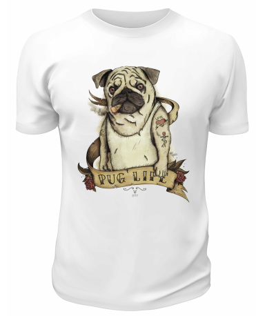Футболка белая Pug life