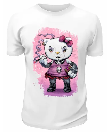 Футболка белая  Hello Kitty, панк