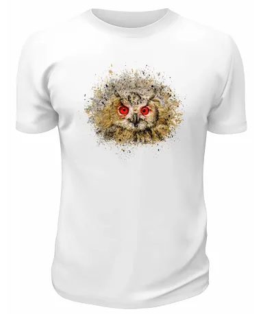 Футболка белая Сова с красными глазами