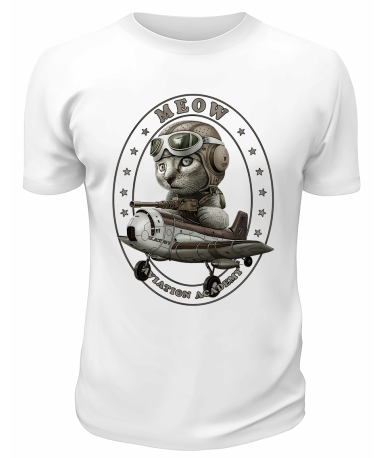 Футболка белая Meow aviation academy