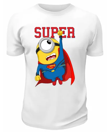 Футболка белая  Миньон Super man