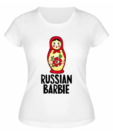 Футболка белая  женская Русская Барби