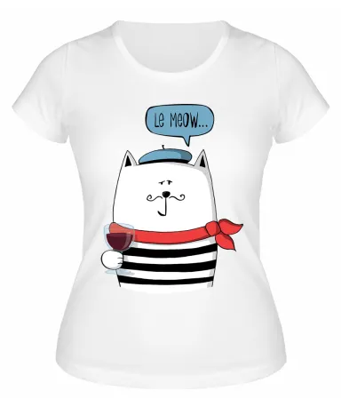Футболка белая  Кот-француз