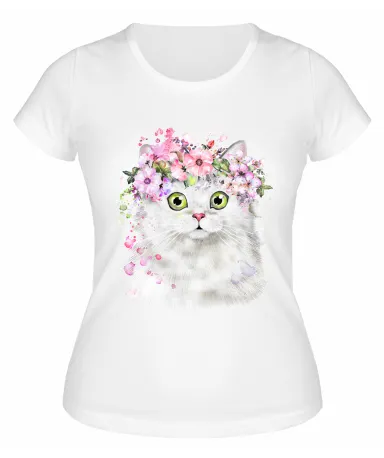 Футболка белая  Белая кошка