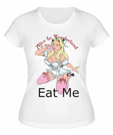 Футболка белая Alice in wonderland eat me