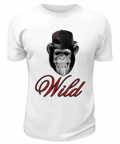 Футболка белая  Обезьяна Wild