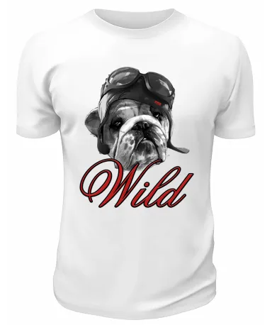 Футболка белая  Бульдог Wild