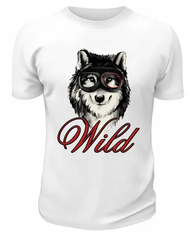 Футболка белая  Волк Wild