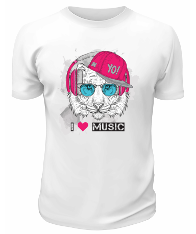 Футболка белая Тигр I love music