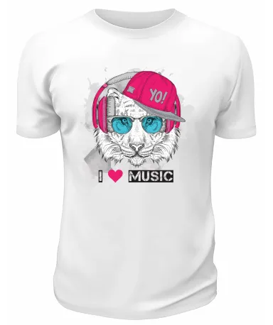 Футболка белая Тигр I love music