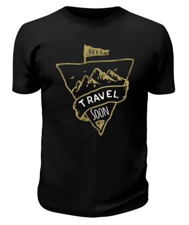Футболка черная Горы Travel soon