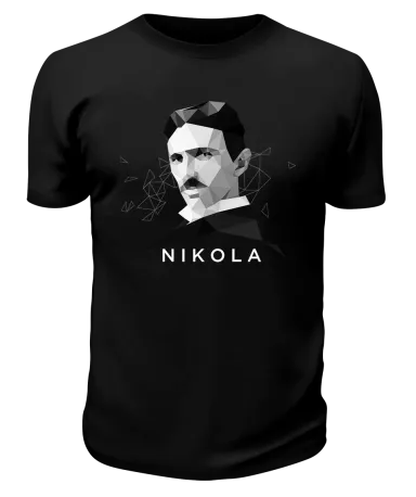 Черная футболка Никола Тесла nikola