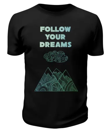Футболка черная Follow your dreams
