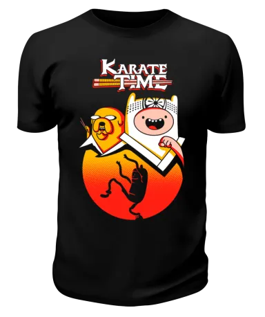 Футболка черная Фин и Джейк "karate time"