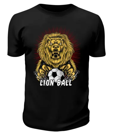 Футболка черная Футбольный лев lion ball