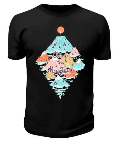 Футболка черная Горы "climb the mountains"