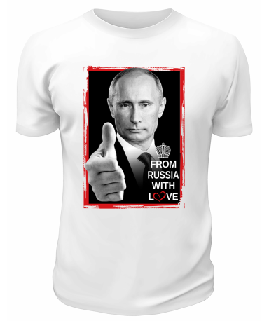 Футболка белая  Владимир Путин портрет в рамке