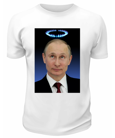 Футболка белая  Путин с нимбом