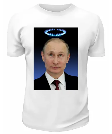 Футболка белая  Путин с нимбом