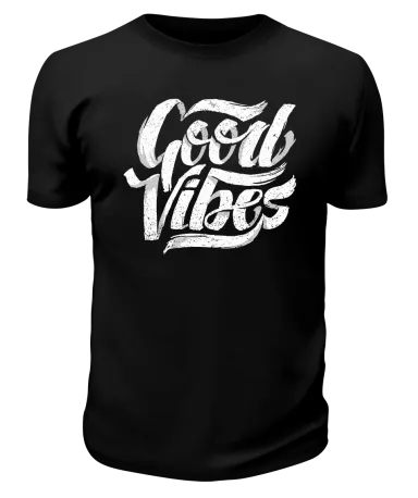 Футболка черная Good vibes каллиграфия