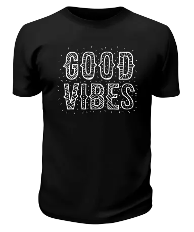 Футболка черная Good vibes позитивные вибрации