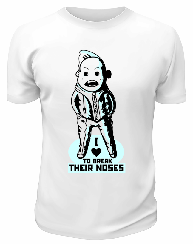 Футболка белая  I love to break their noses