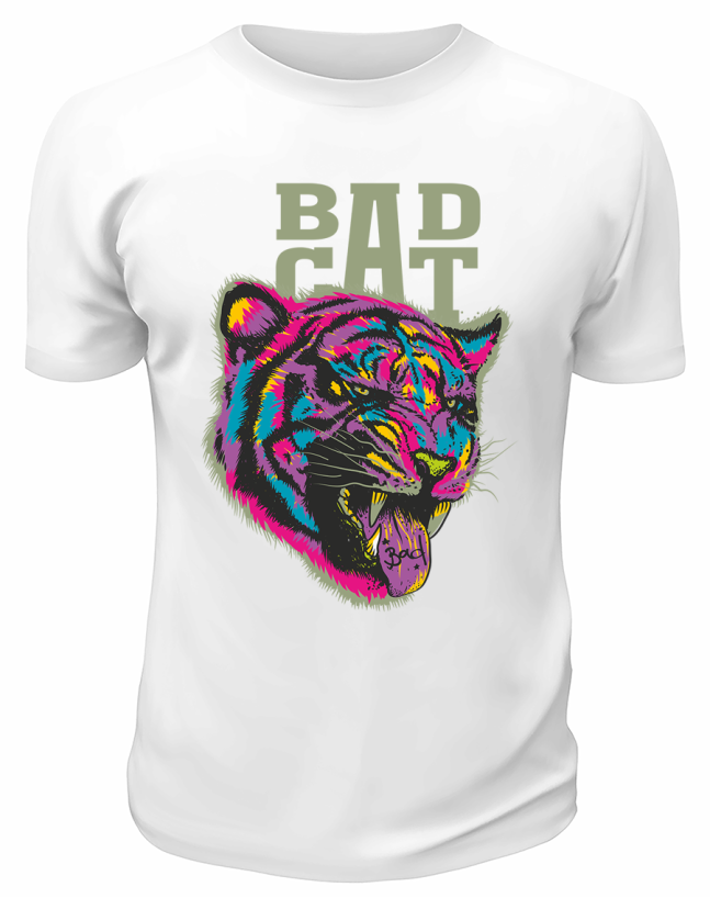 Футболка белая  Bad cat