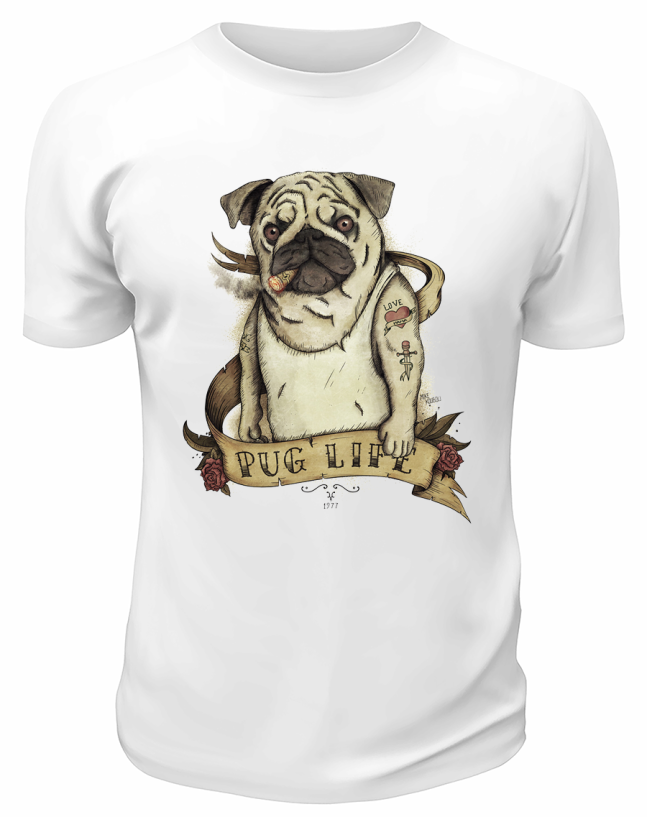 Футболка белая Pug life