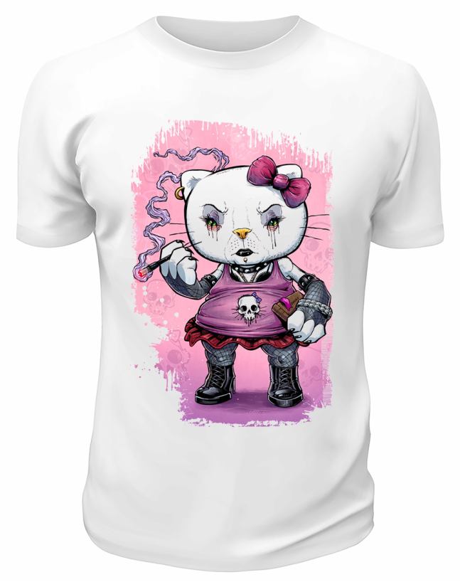 Футболка белая  Hello Kitty, панк