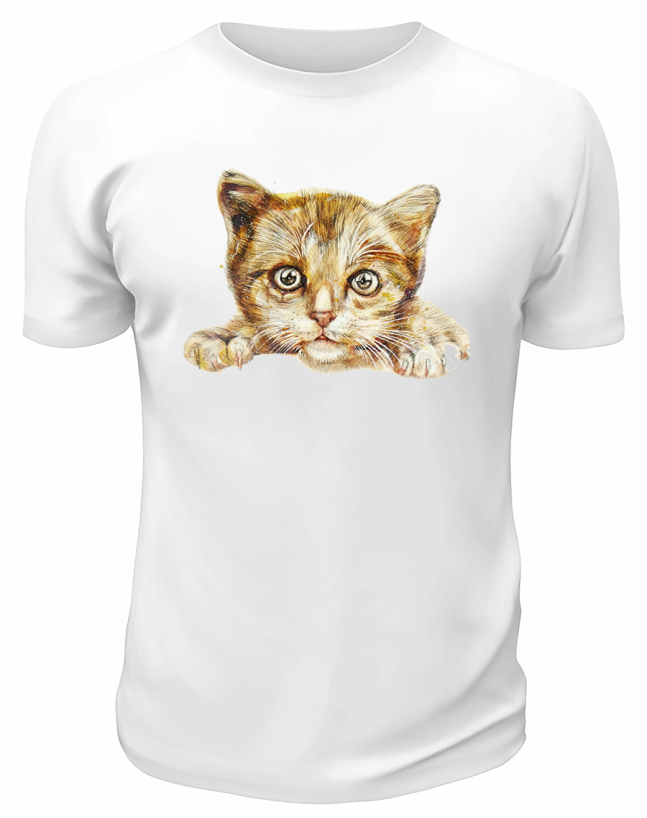 Футболка белая  Котик