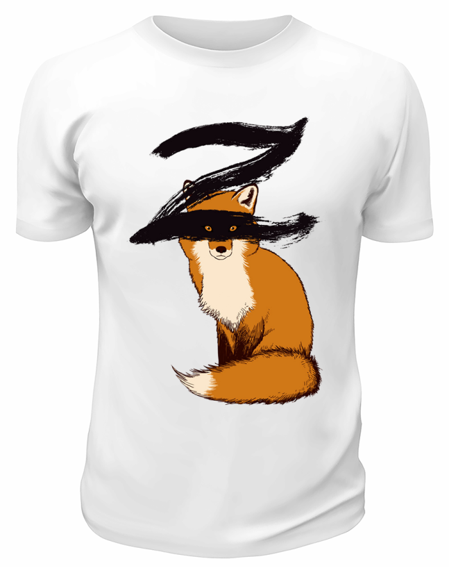 Футболка белая  Лис Zorro